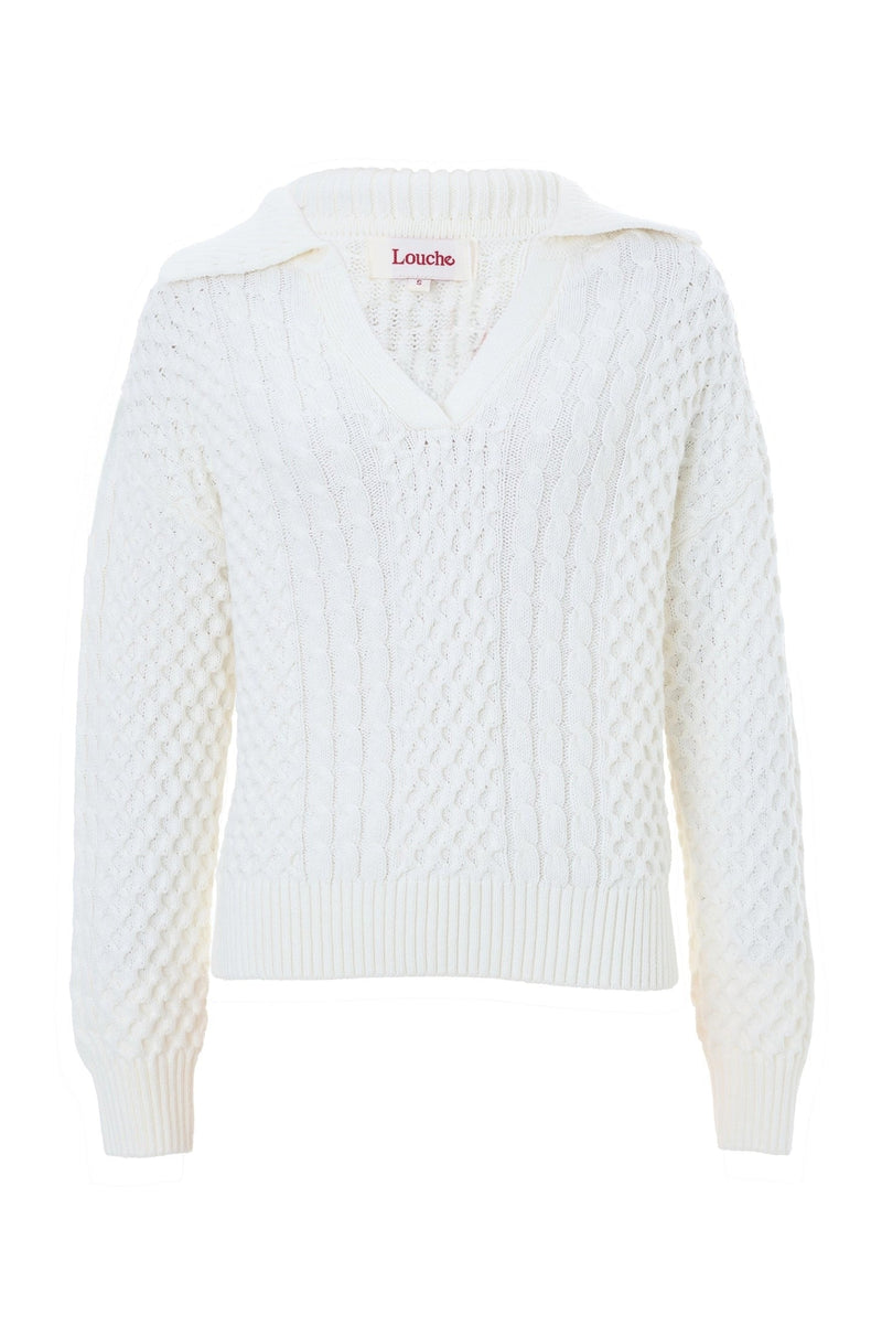 Jamie Cable Collar Jumper - Off White
