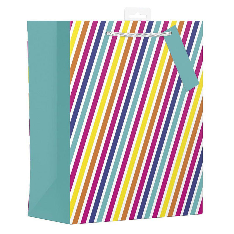 Large Gift Bag with Rainbow Stripes Design (W265 x H330 x D140 mm)
