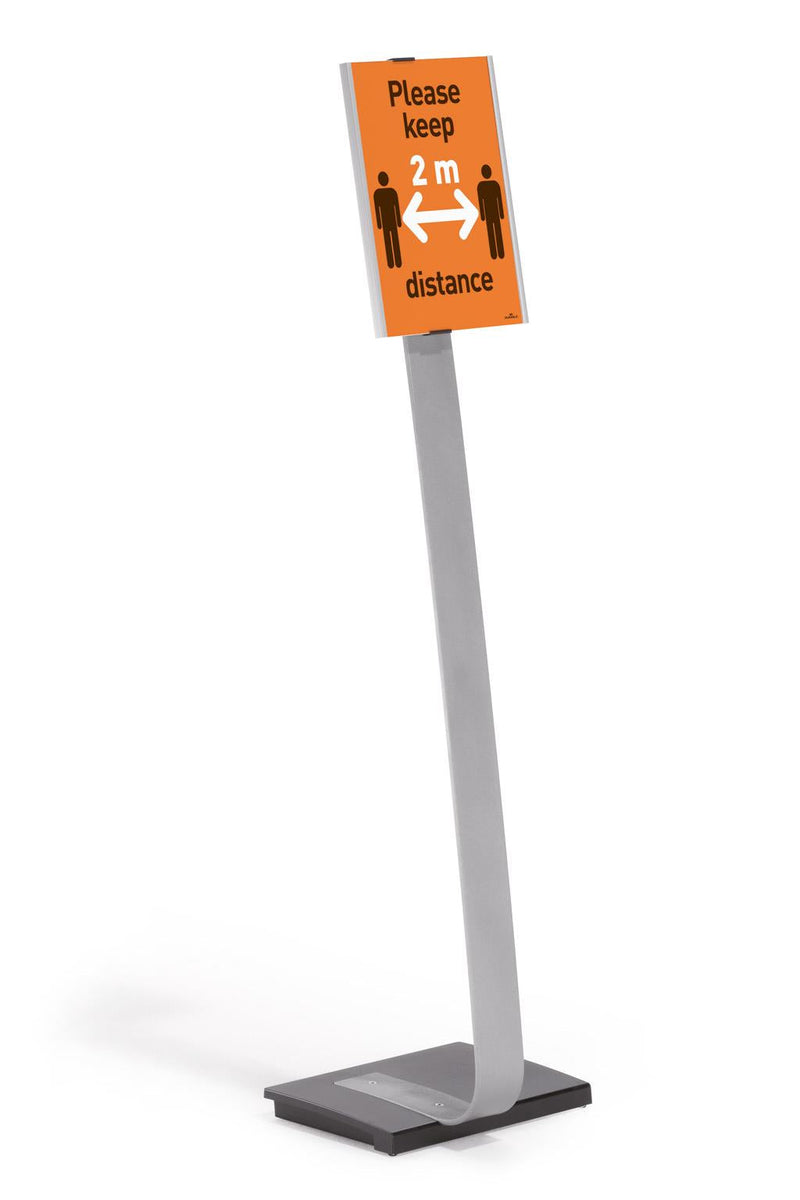 Durable INFO SIGN Aluminium Display Panel Info Floor Stand A4 | 1.18m | Silver