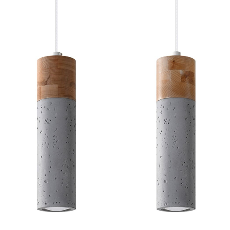 Pendant lamp concrete, wood Zane industrial Design GU10