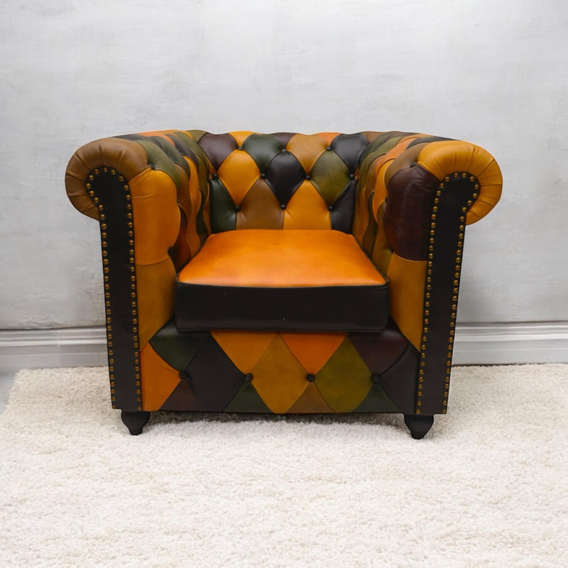 98CM LEATHER SOFA Harlequin diamond pattern