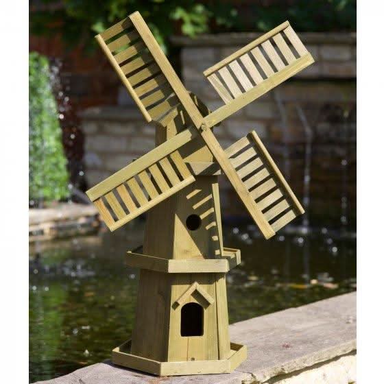 Large Wooden Windmill with Moving Parts