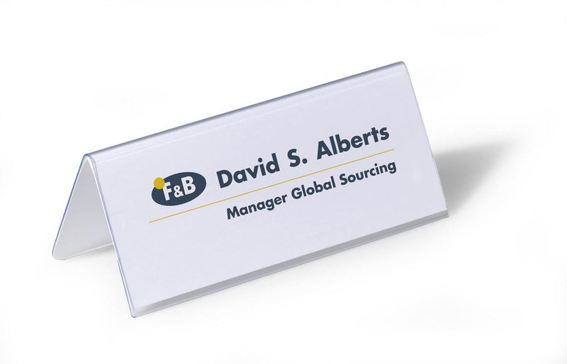 Durable Clear Plastic Table Place Name Holders and Inserts | 25 Pack | 61x150mm