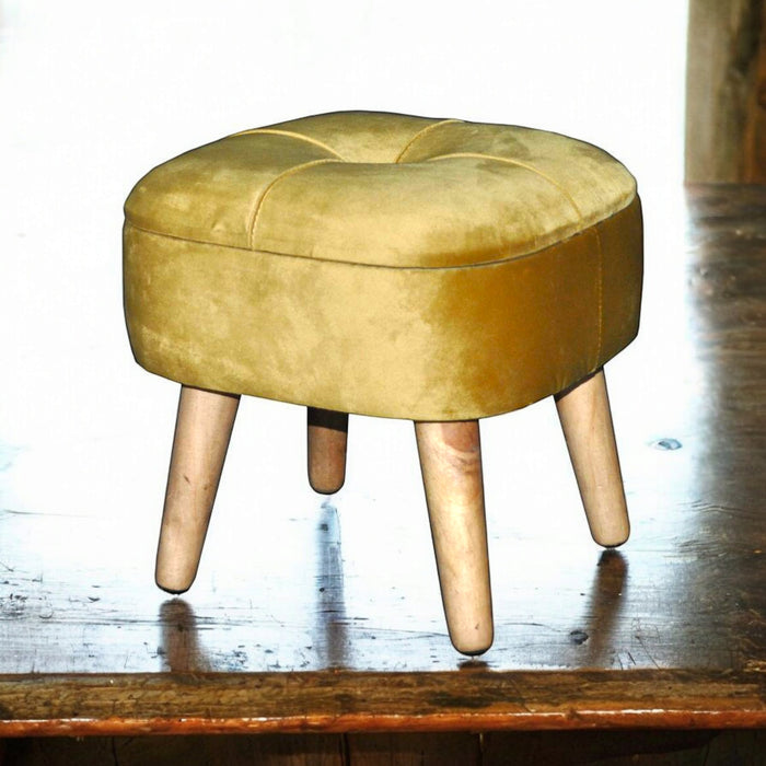 YELLOW WOODEN STOOL