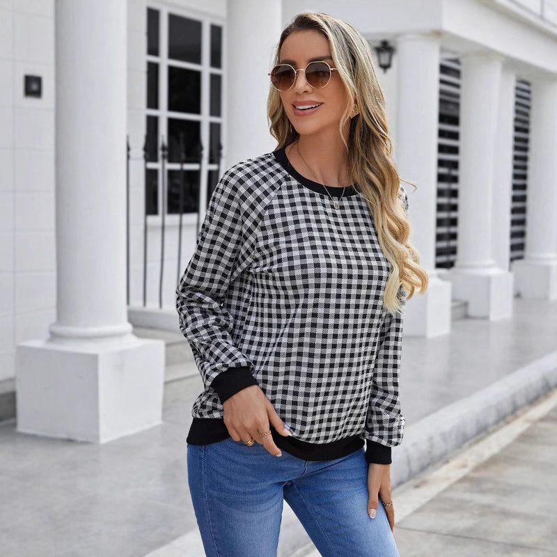 Japanese Sweet Plaid Pullover Long Sleeve Sweater