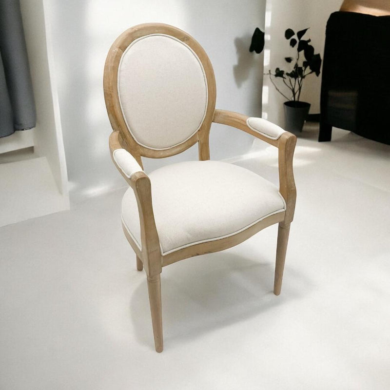 94CM BROWN FRAME LINEN FABRIC LOUIS CHAIR