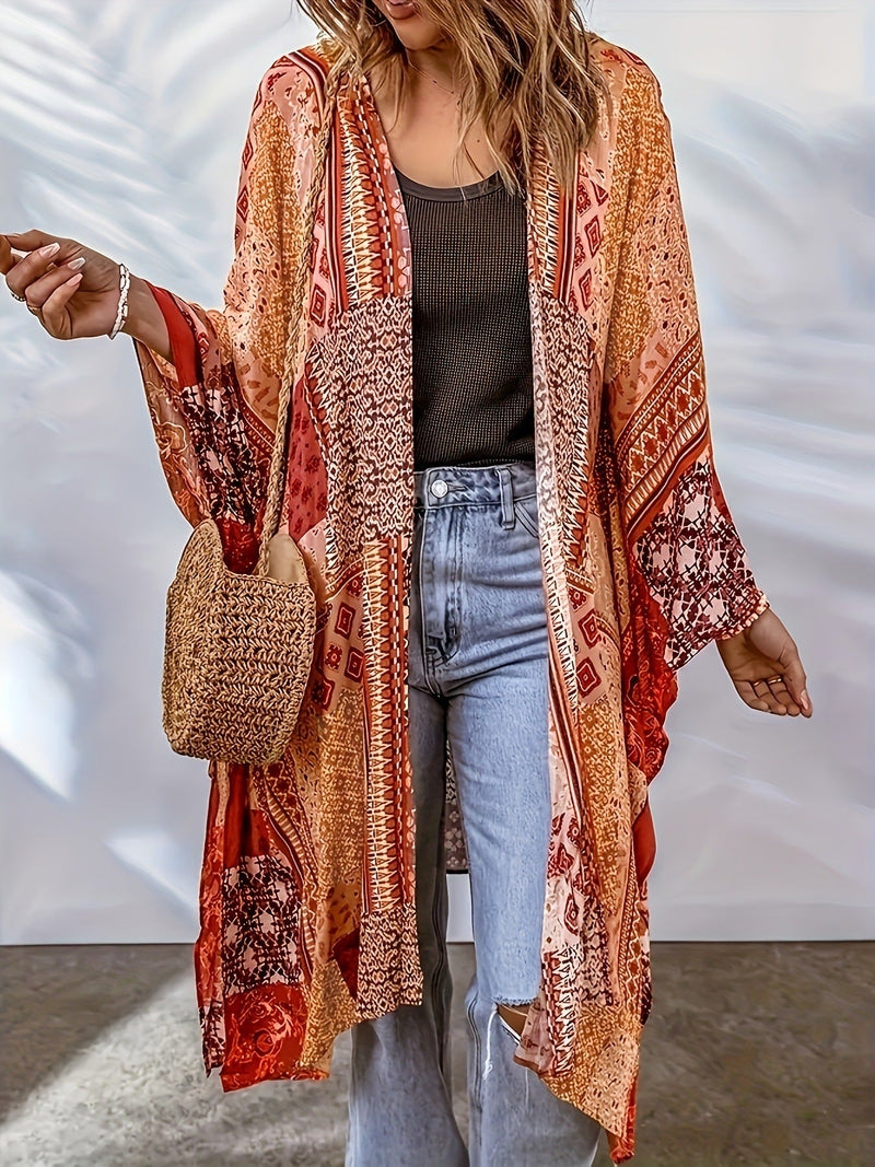 Bohemian Cardigan Aztec Printed Bat Cloak