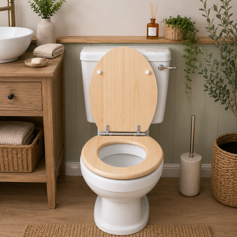 Light Pine MDF Soft Close Toilet Seat with Quick Release