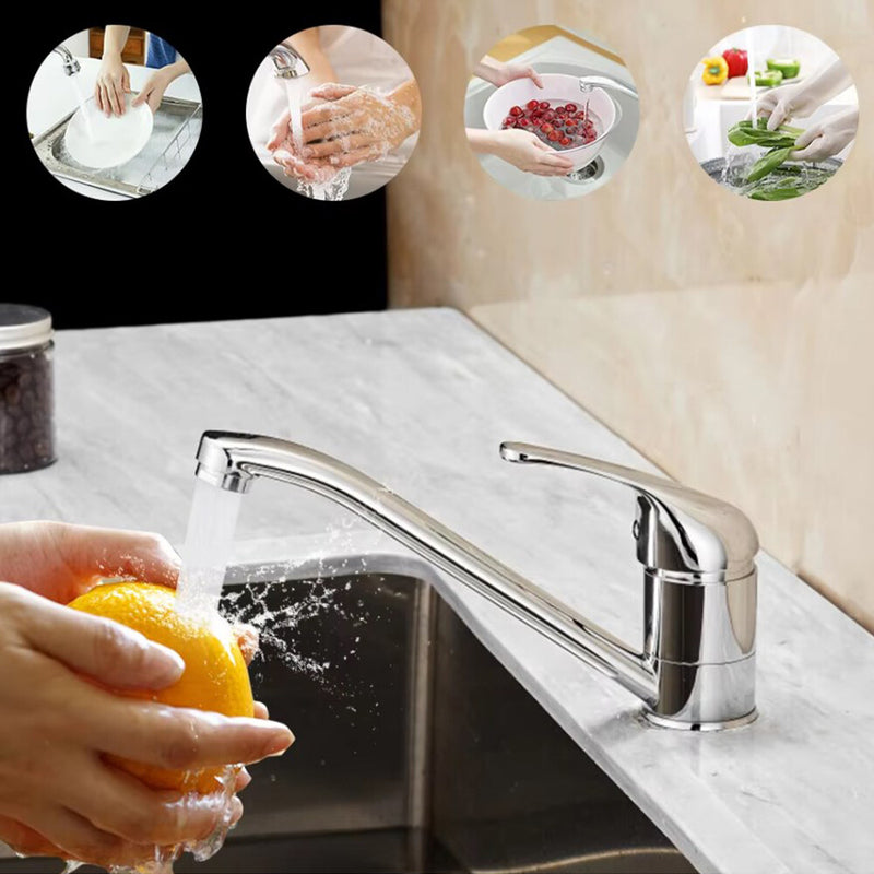 Modern Kitchen Sink Mixer Taps Swivel Spout Single Lever Tap Luna Mono Chrome UK