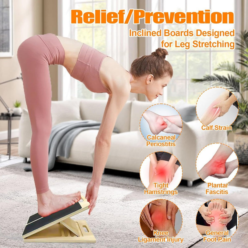 Wooden Slant Board Calf Stretcher Folded for Yoga Workout Calf Incline Board UK