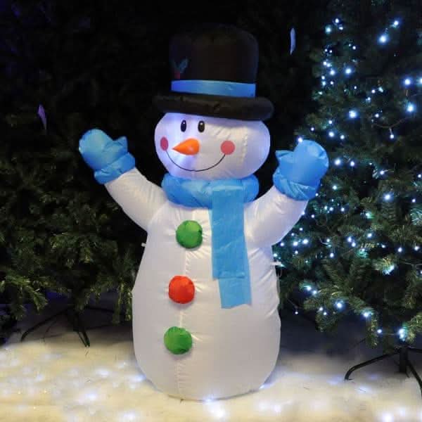 1.2m Inflatable Light Up Snowman Outdoor Christmas Decoration