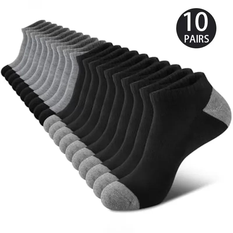 10 Pairs Breathable Low-Cut Sports Socks - Sweat-Absorbing & Odour-Free Comfort
