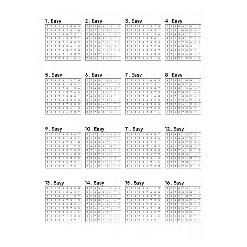 1000 EASY Sudoku Puzzles