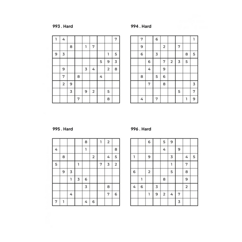 1000 HARD Sudoku Puzzles