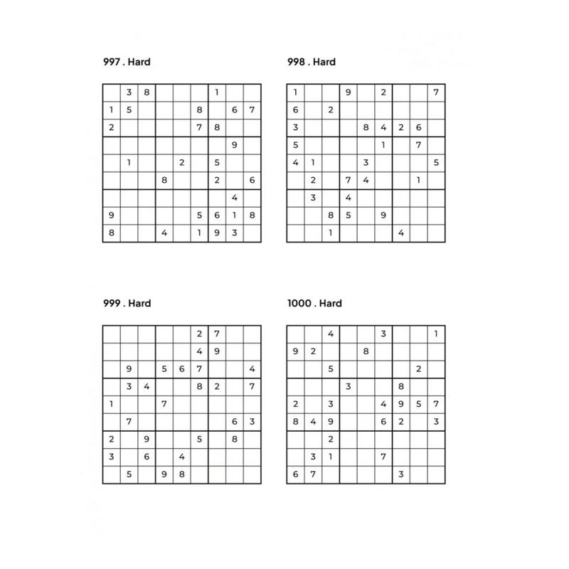 1000 HARD Sudoku Puzzles