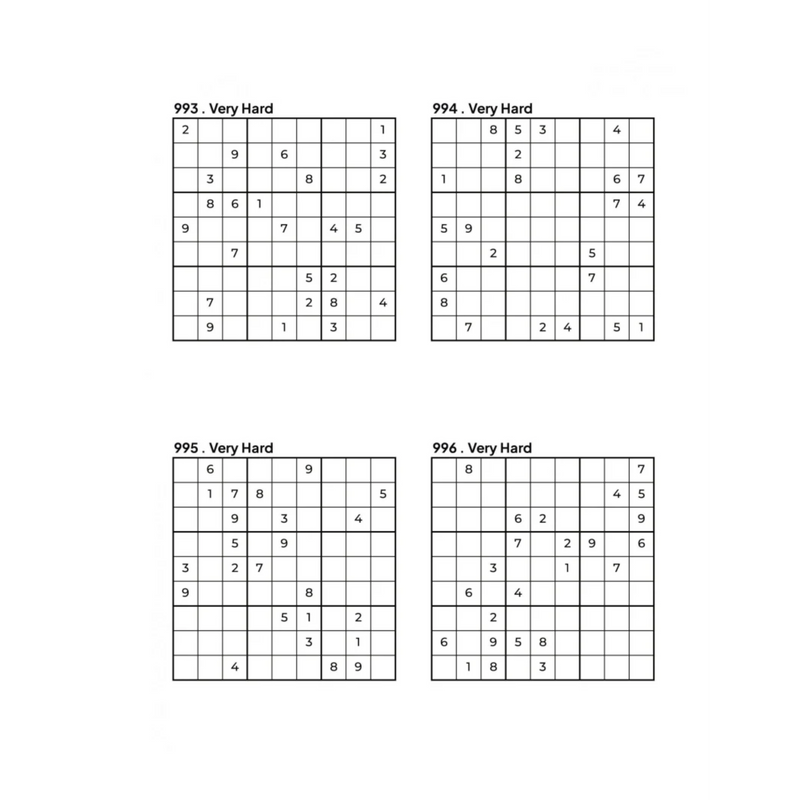 1000 VERY HARD Sudoku Puzzles