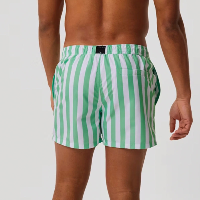 Loose Fitting Print Swimming Trunks With Pocket For Men