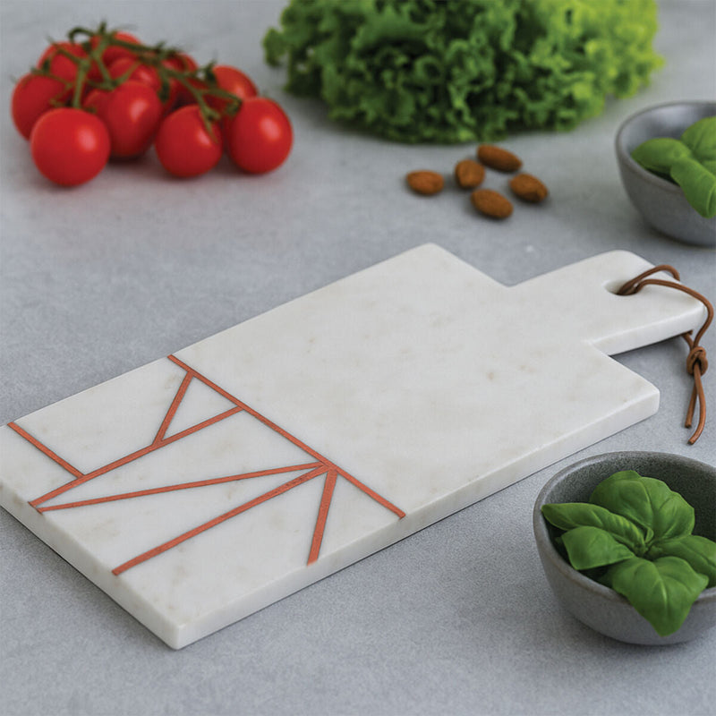 White Marble and Copper Inlay Paddle Board | Monzaro