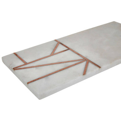 White Marble and Copper Inlay Paddle Board | Monzaro
