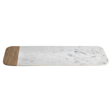 Small White Marble and Mango Wood Serving Tray | Monzaro