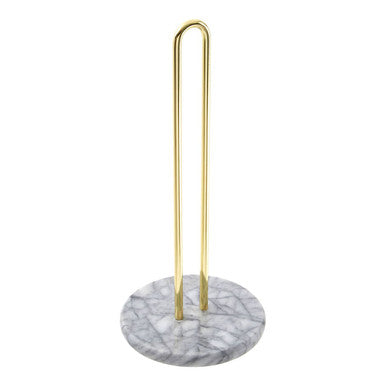 White Marble and Brass Kitchen Roll Holder | Delphine
