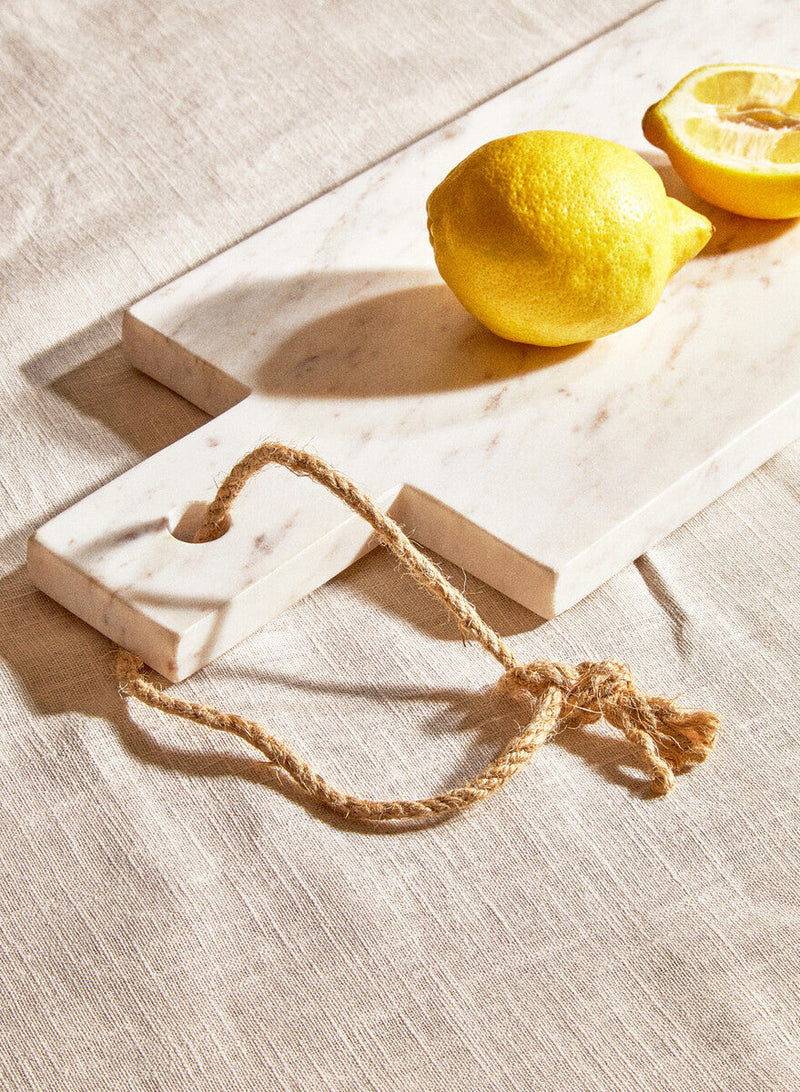 Rectangular White Marble Paddle Chopping and Serving Board | Kindia