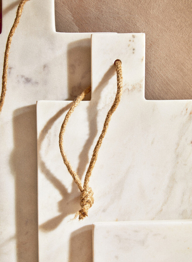 Rectangular White Marble Paddle Chopping and Serving Board | Kindia