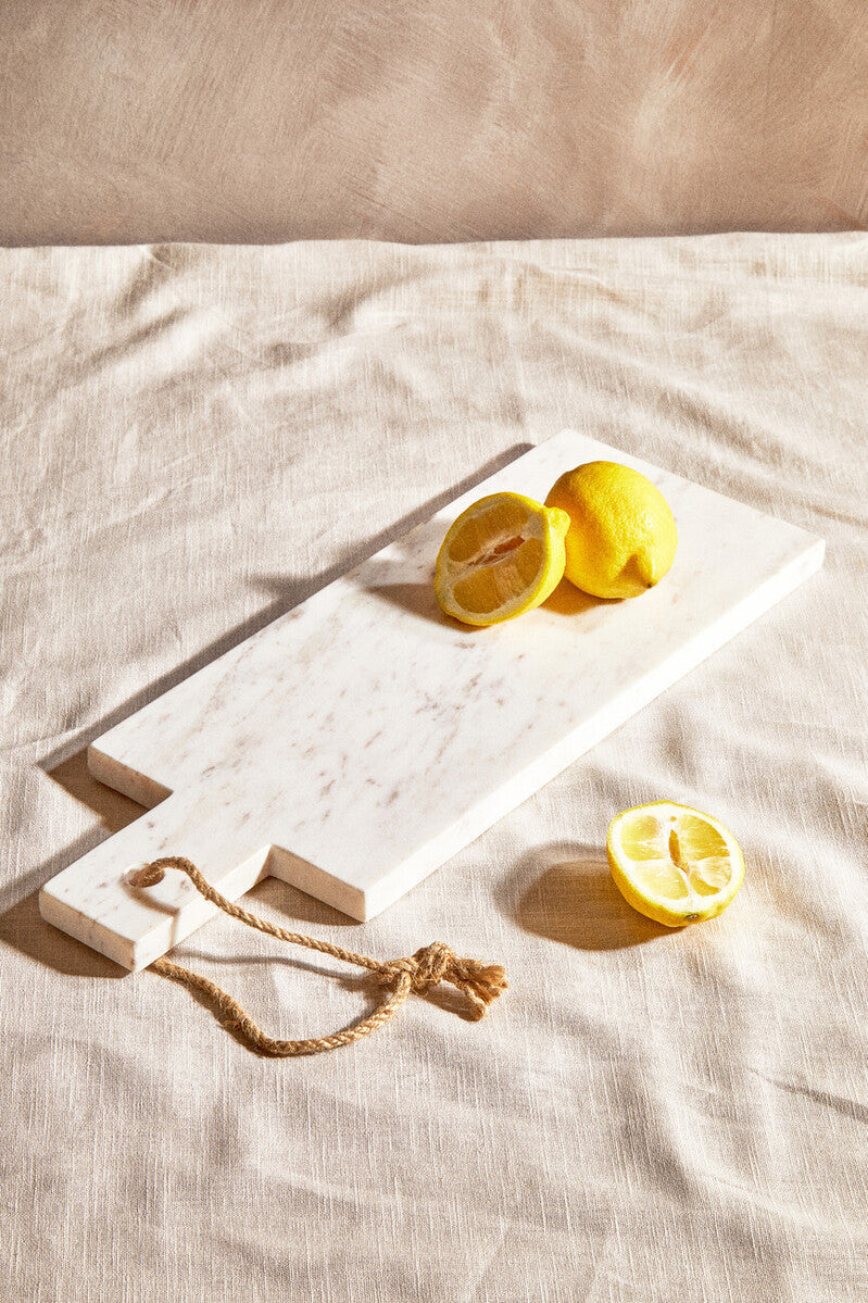 Rectangular White Marble Paddle Chopping and Serving Board | Kindia