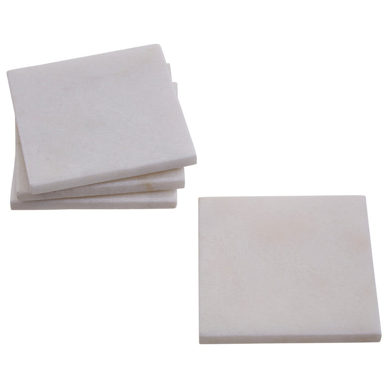 Set of Four White Marble Square Coasters | Kindia