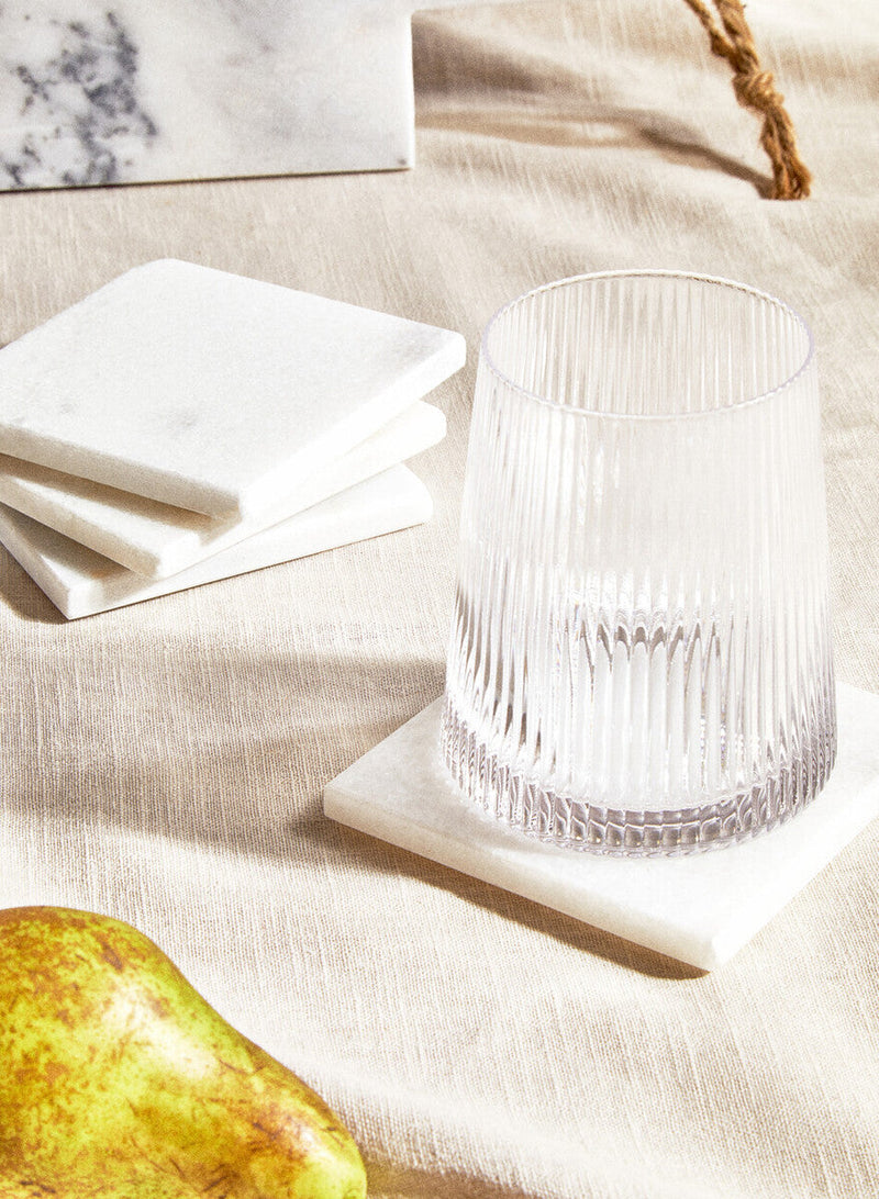 Set of Four White Marble Square Coasters | Kindia