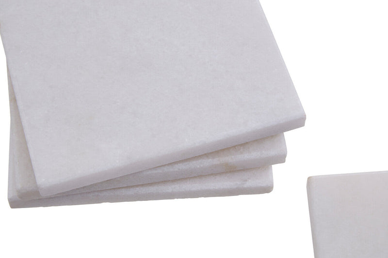 Set of Four White Marble Square Coasters | Kindia