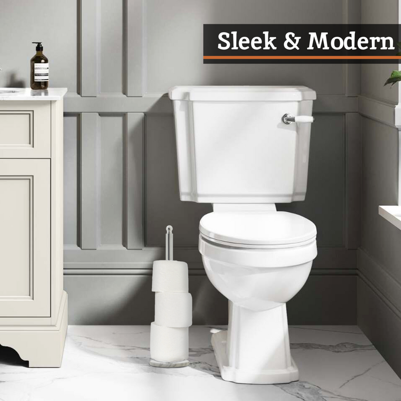 Chrome and White Marble Toilet Roll Holder | Linnea