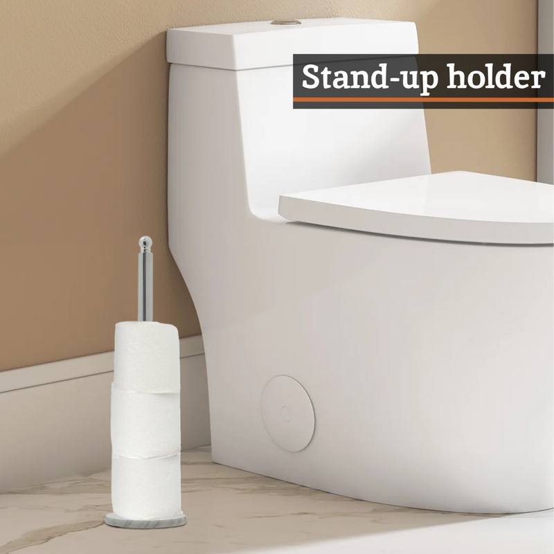 Chrome and White Marble Toilet Roll Holder | Linnea