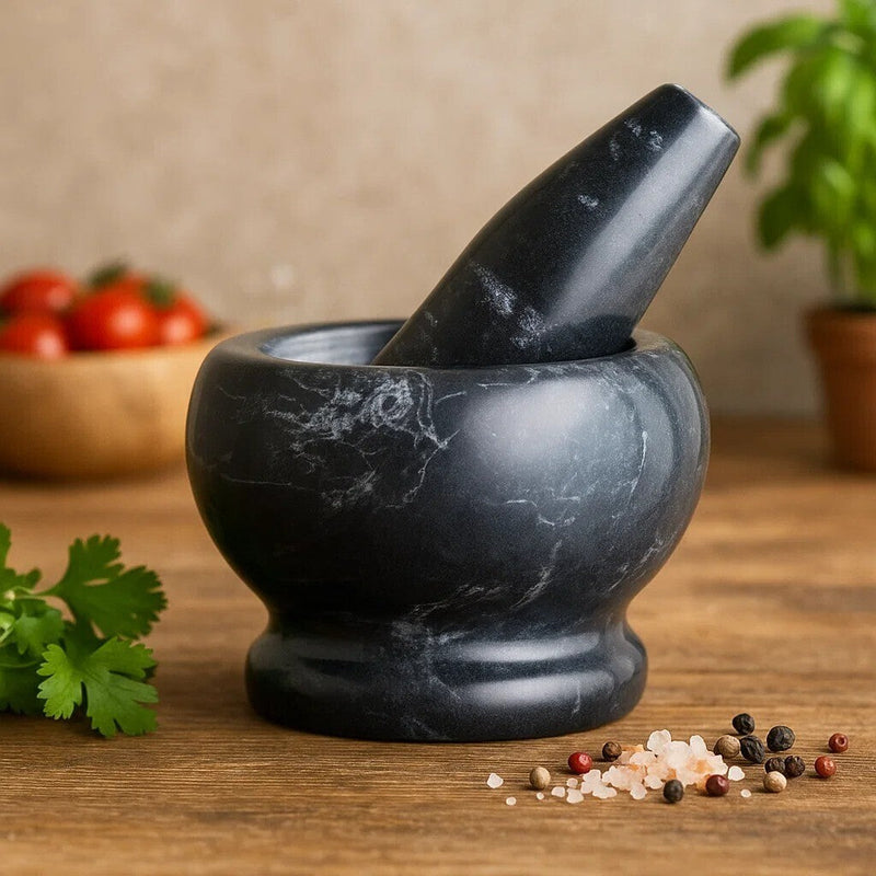 Black Marble Mortar and Pestle Set | Marmore