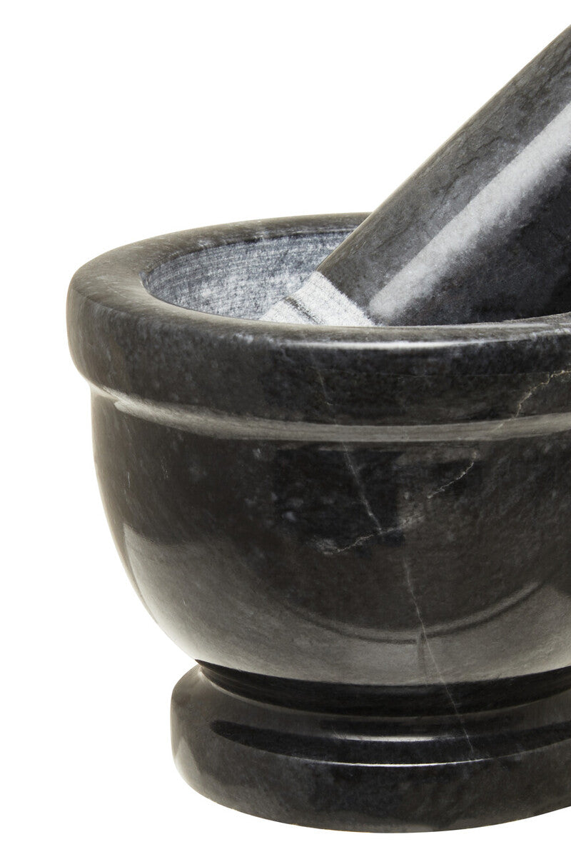 Black Marble Mortar and Pestle with Rim | Marmore