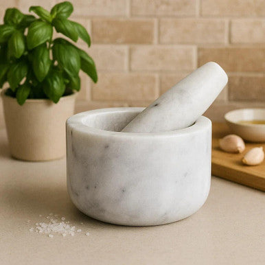 Grey Marble Straight Mortar and Pestle | Salerno