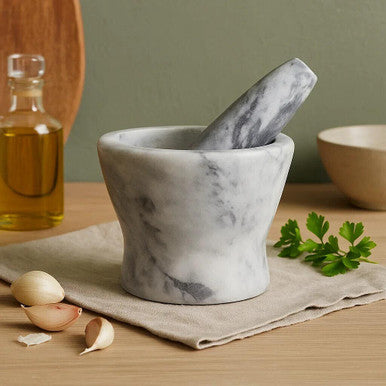 Grey Marble Curved Mortar and Pestle | Salerno