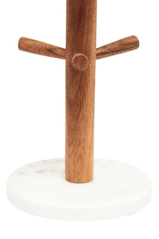 Acacia Wood and White Marble Mug Tree | Monzaro