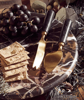 Black and Gold Cheese Board and Knife Set | Marina