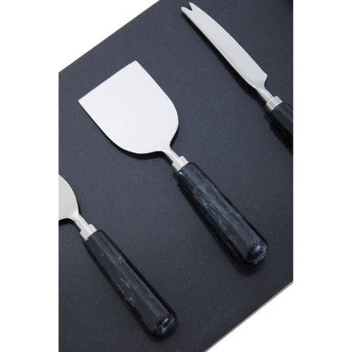 Black Marble Cheese Board and Knife Set | Marina