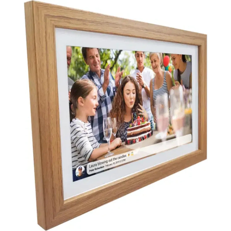 Inov8 10" Digital Frame with Frameo - White/Light Oak