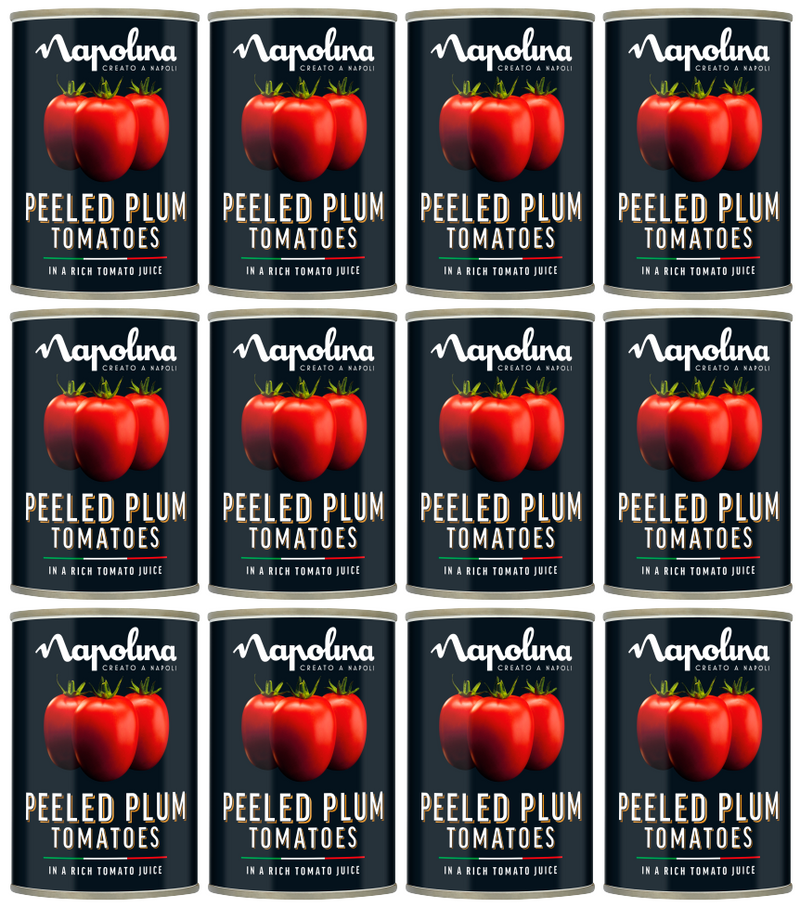 12 x Napolina Peeled Plum Tomatoes 400G