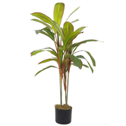 100cm Artificial Potted Dracaena Tropical Plant with Gold Metal Planter - InStock
