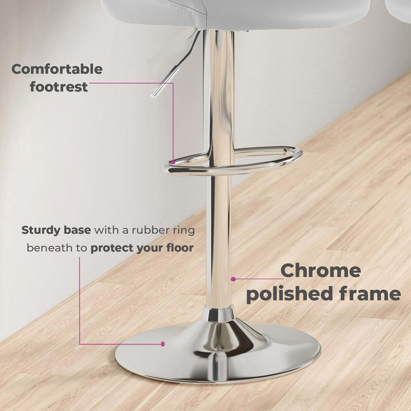 Neo Set of Two Grey Leather Bar Stools