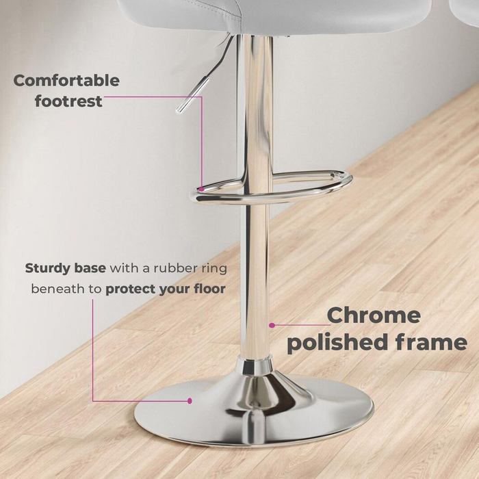 Neo Set of Two Grey Leather Bar Stools