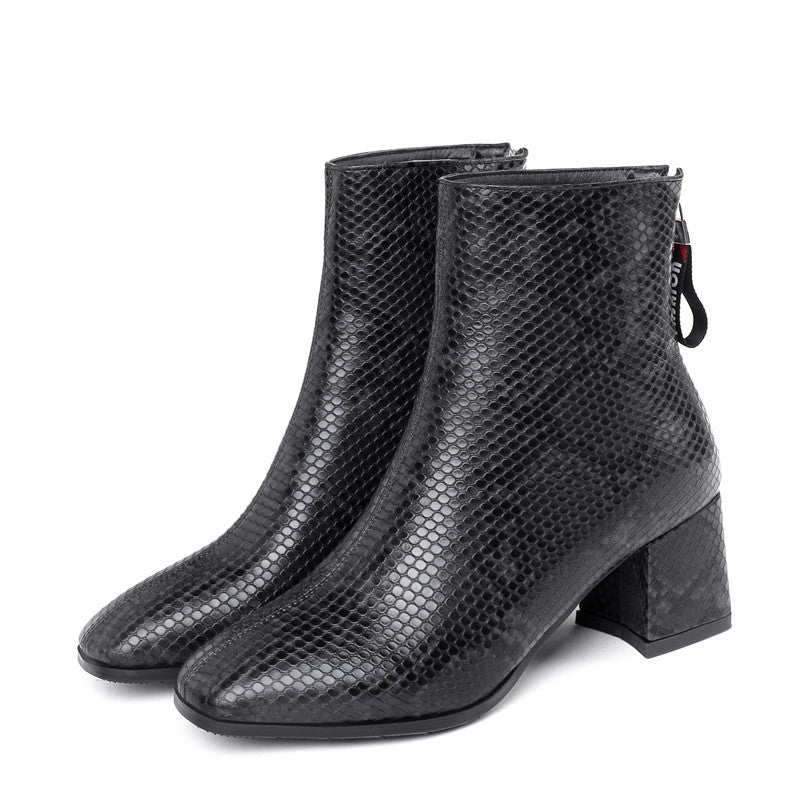 Women's boots with thick heel and large size