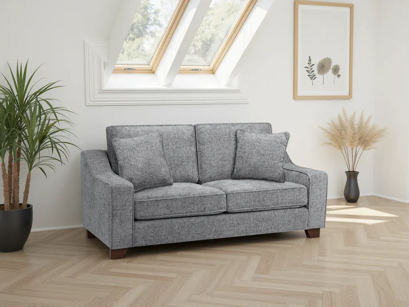 Nebraska Stone 3-Seater Sofa: Plush Fabric, Removable Cushions, Sturdy Wooden Feet