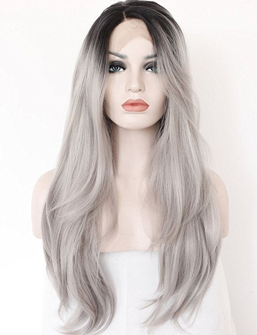 Grey Hand-Hooked Lace Wig