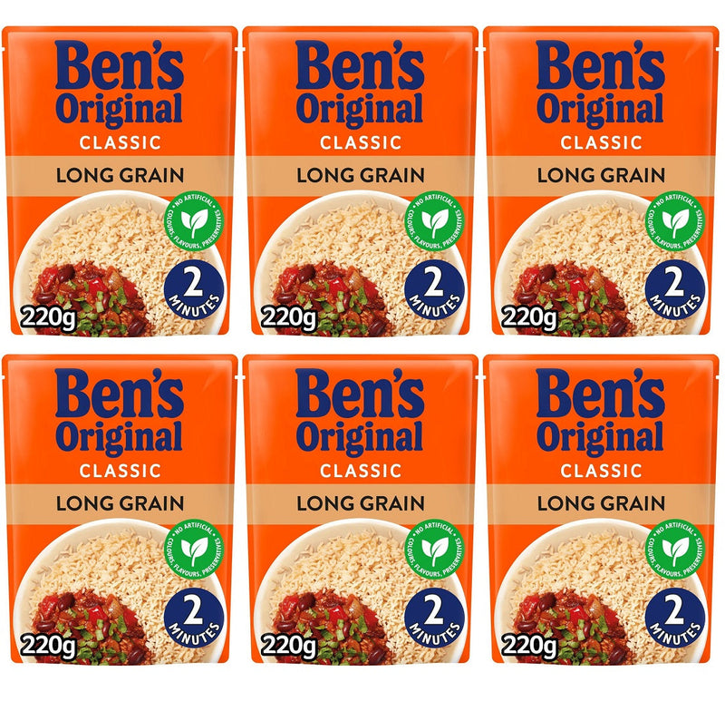 6 x Ben's Original Long Grain Microwave Rice 220G