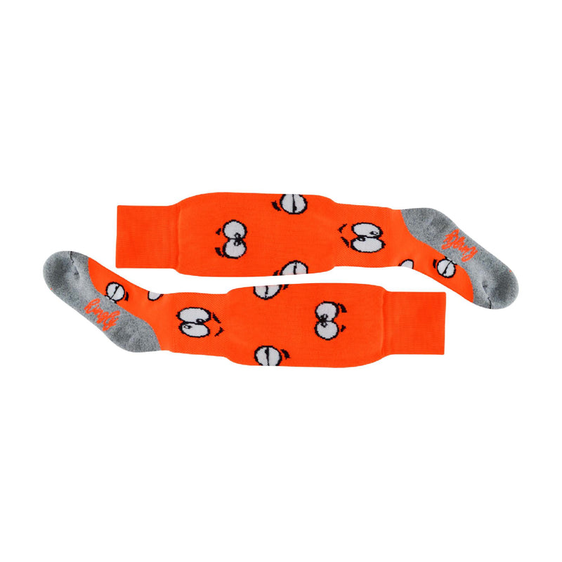 1 Pack Adults & Kids Knee High Fun Patterned Hockey Socks - Orange Eyes